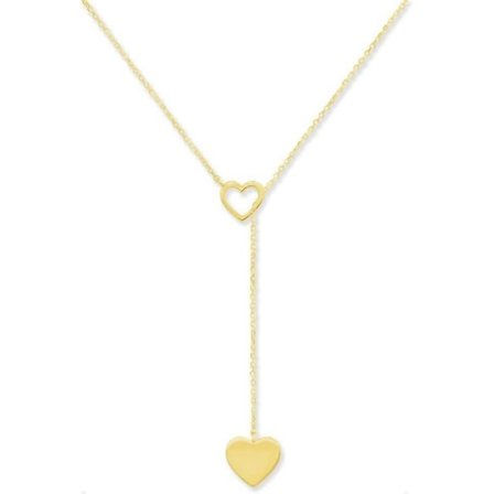 18K Guldpläterat Halsband, Genomdragbart Dubbelt Hjärta Lariat Halsband, Damhalsband, Damsmycken, Presenter till Honom