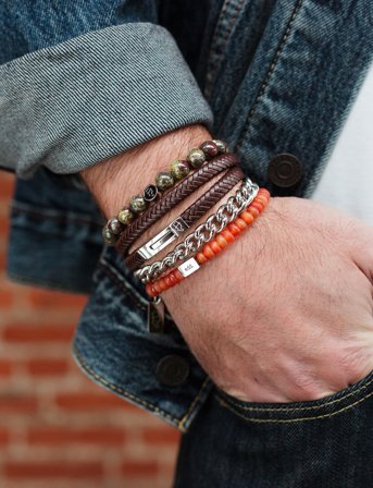 edd. Leather Bracelet Double - Brown - S 18