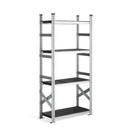 Regalsystem TRANSFORM, Grundmodul, 1972 x 900 x 400 mm, Kunststoff schwarz