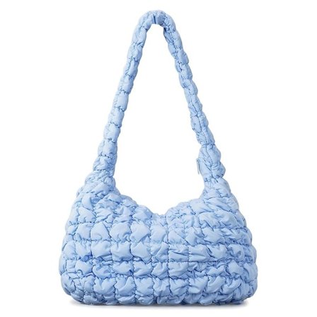 Quiltet mulepose Puffer mulepose LYSEBLÅ