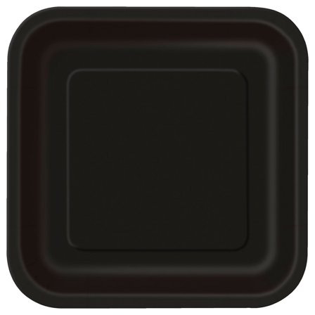 Firkantede Paptallerkener Sort 14-pak