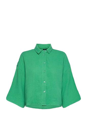 Vmnatali 3/4 Crop Shirt Wvn Langermet Skjorte Grønn Vero Moda