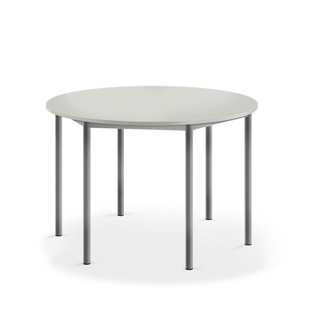Tisch SONITUS, rund, Ø1200x760 mm, Hochdrucklaminat grau, alugrau