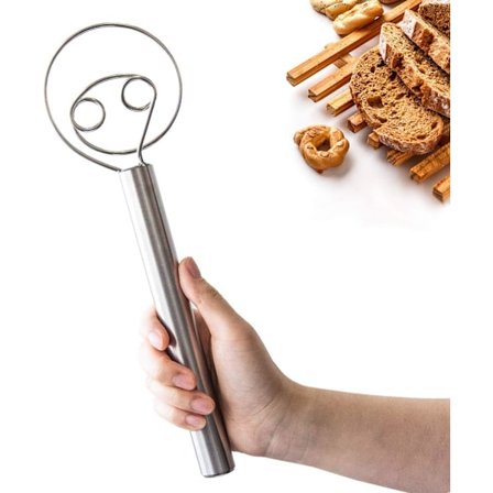 Monipuolinen taikinavispilä, Premium ruostumaton teräs, Helppo puhdistaa, Konepesun kestävä, Pyöristetty vispilä, Tehokas sekoitustyökalu, Ergonominen