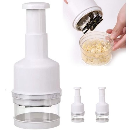 Manuel hvidløgspresser, rustfrit stål 304, hvidløgspresser, - Spar tid ved skæring af løg, ingefær og hvidløg, 2 stk., hvid, holdbar og sikker