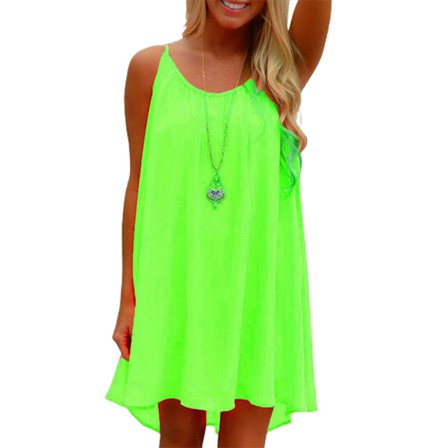 Sommerkjole for kvinner ermeløs Casual Swing Beach Sundress
