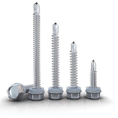 80 stk 12 x 1 tommer til 2-1/2 tommer selvborende metallskruer, rustfritt stål plateskruer, for konstruksjon og reparasjon