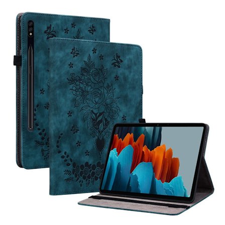 SKALO Samsung Tab S9+/S9 FE+ Mandala Butterfly Flip Cover - Blå