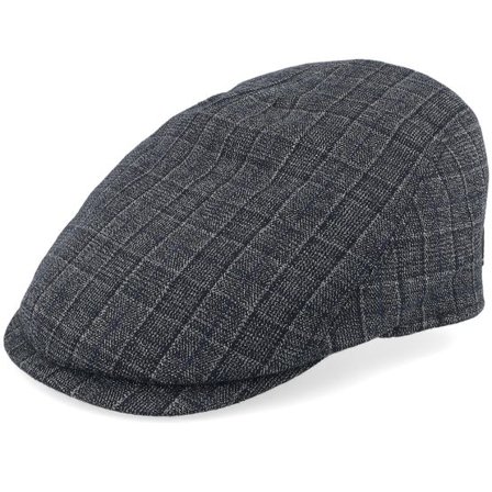 MJM Hats - Blå flatcap Keps - Driver 52 Wool Mix Navy Check Flat Cap @ Hatstore