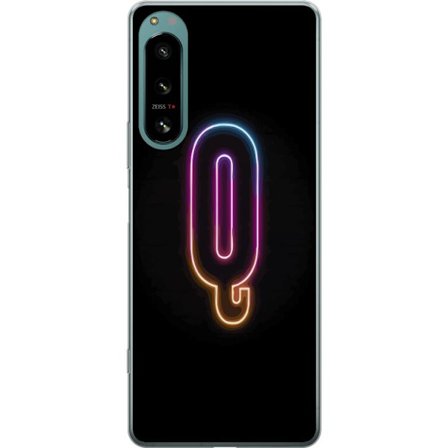 Yhteensopiva Puhelinkuori Sony Sony Xperia 5 IV Minimalistinen neonkirjain Q kirkkaissa väreissä tummaa taustaa vasten