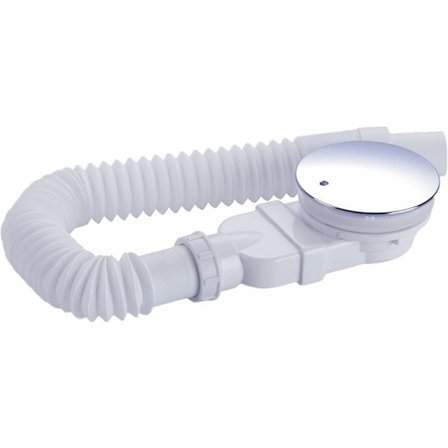 Ekstra flad bruseafløb 90 mm - Afløbssæt til brusebakke, bruseafløb med antilugt-system, hårfang, fleksibel slange