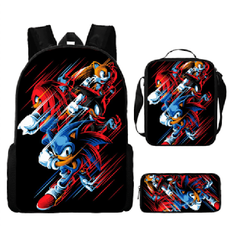 Sonic rygsæk til børn, madkasse, penalhus sæt af tre - spot salg
