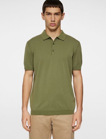 J. Lindeberg Ridge Knitted Polo - Khaki green - M