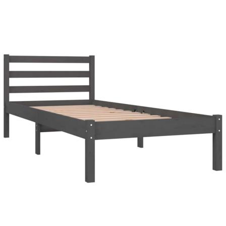 Vidaxl Sängram Massiv Furu 75x190 Cm Grå 2ft6 Grå