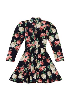 Baby Cord Collared Dress Midnight Roses XS