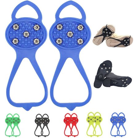 Universella halkfria greppspikar, nya greppskor med 5 stålnaglar, dragbroddar is snögrepp halkskydd silikon för issporter