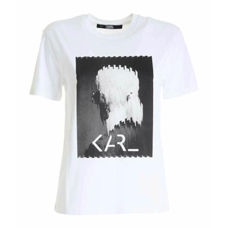 Karl Lagerfeld, Print Tshirt Wit, Dames, Maat:XS