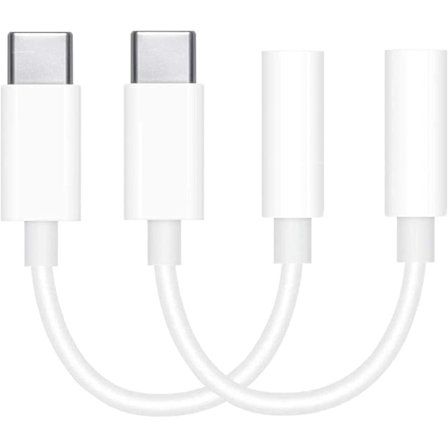 2x Adapter USB-C till 3.5mm Vit