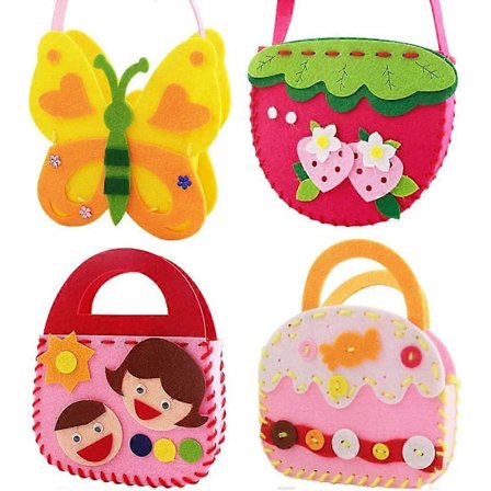 4 Pakke Kunst og Håndverk for Barn, Førskole Pedagogiske Leker Sy-sett for Barn DIY Kunst Håndverk Sett for Nybegynnere Filt Håndverk Sett.