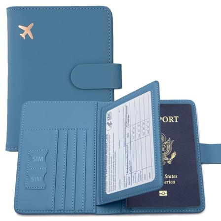 Passportskrinn, Passportskrinn med kortspor, Søt Passportskrinn for Kvinner/Menn (Jeansblå)blå