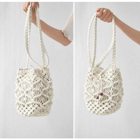 Kvinders Bomulds Hæklet Crossbody Taske Håndlavet Vævet Strand Bohemian