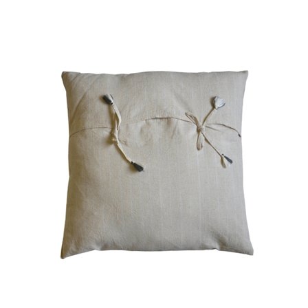 Dekorativ bomuldspude, 60x60 cm, beige