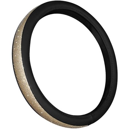 Dam halkfri PU-läder rattöverdrag med kristall strass universal 15 tum B