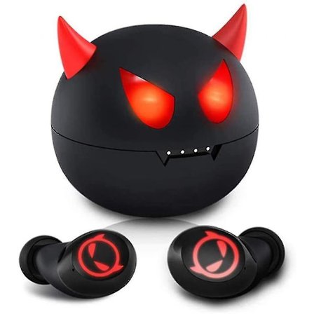 Trådlösa hörlurar för barn Halloween Söta små djävulshörlurar för barn vuxna Brusreducering Bluetooth 5.0 Vattentäta Sport Tws Stereo Headset med B