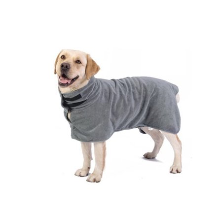 Grå Badrock för Husdjur: Snabbtorkande, Justerbar Krage, Superabsorberande Handduk för Hundar och Katter