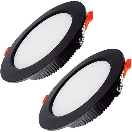 Mordely 2 Ultra Flat Black Led Downlights, 7w Round Led Downlights, Ip44