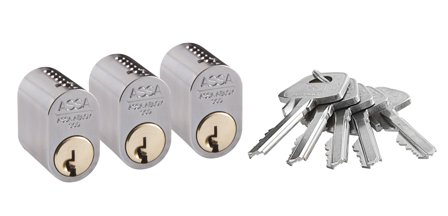 ASSA 1301 Låsesylinder like låsing, GDS, 3-pakning Forniklet, Dør- & vindusbeslag