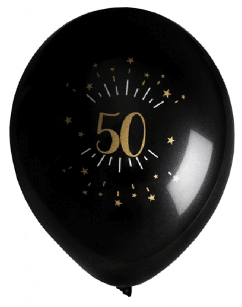 Ballonger Svart & Guld 50 år, 8-pack - Födelsedagskalas - Kalaslagret.se