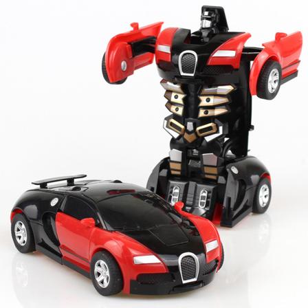 Ny En-knaps Deformationsbil Legetøj Automatisk Transform Robot Plasti