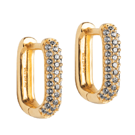 ENAMEL Copenhagen Hoops, Sparkling Square 12 mm Örhängen Dam Guld ONESIZE