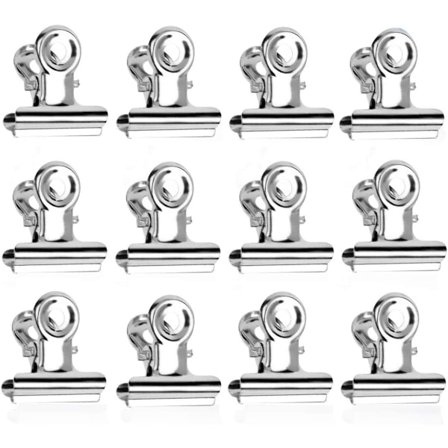 Bulldog Metallklips, 50 stk Metallhengselklips, 20mm Papirklemme, Sølv Bulldog Binderklips for Bilder, Hjemmekontorrekvisita (Sølv)