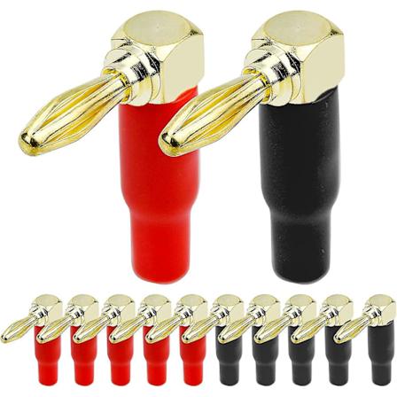12 kpl 90 asteen banaaniliitintä, 4 mm puhdasta kuparia kullattua L-muotoista banaaniliitintä kaiutinkaapelille, audio-/videovasteille, vahvistimille-