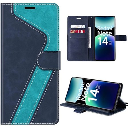 Cover til Xiaomi Redmi Note 14 Pro Plus 5G, Beskyttelse i Syntetisk Læder Stødabsorberende Blå