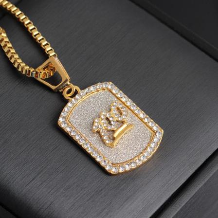 Hip Hop Kedja Militärbricka 100 I Guld Och Diamanter Guld One Size