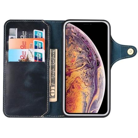 Mobilplånbok 3-kort Äkta Läder Apple Iphone 13 Pro Max Blå