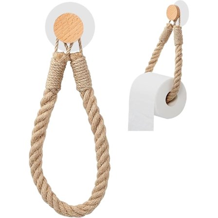Handdukshållare i hampa - Toalettpappershållare i trä - Badrumsdekorationer i italiensk stil