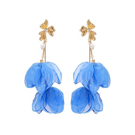 Blå Blomörhängen Dangle Cherry Blossoms Sakura Floral Teardrop Lil