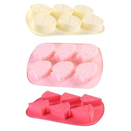 3-pack Silikon Iskubbricka Set Jordgubbe Vattenmelon Citron Form Non-stick Lätt Släpp Hem Tillbehör