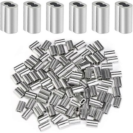 Aluminiumshylser Pakke - 100 Aluminiumsklemmer og Krympesløyfehylser (2mm/0.079 tommer)