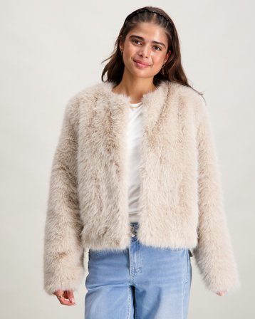 Gina Tricot Young Y faux fur jacket Beige Vestes Fille - Kids Brand Store