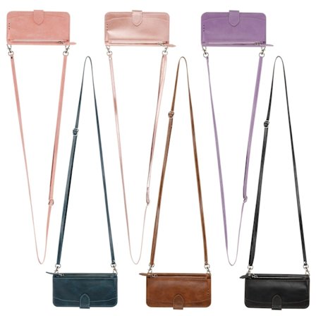 Fodral för iPhone 13mini långt snöre Notes Modell Vaxläder Multifunktionell Dragkedja Kort Wa