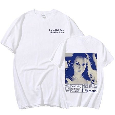 Sångerska Lana Del Rey T-shirt Blå räcken Musikalbum Kortärmade Grafiska T-shirts Vintage Harajuku T-shirts Streetwear Unisex