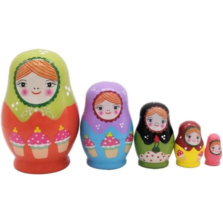 IC 5 stk Russisk Dukke Babushka Træ Russiske Nesting Dukker Legetøjspresen