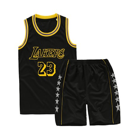 Sæsonkampagne! Høj kvalitets LeBron James #23 Baskettrøje Sæt Lakers Uniform til Børn og Teenagere Sort Black