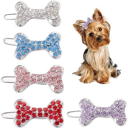 5 Hundehårklemmer Hund Rhinestone Spænde Klemmer Lille Hund Hår Bo