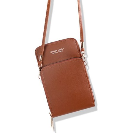 PU-nahkainen monitoiminen puhelinlaukku Brown